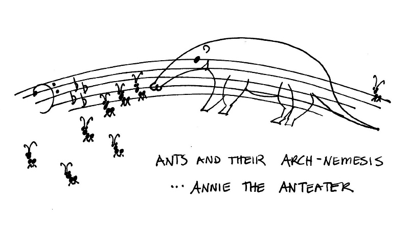 Ants and their arch-nemesis... Annie the anteater (Entomological Eye on the Note - Postcard Series No. 2)